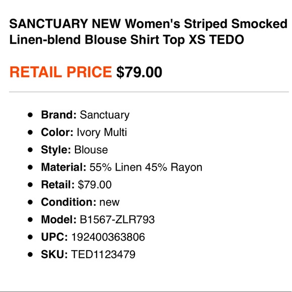 NWT Sanctuary Smocked Linen Top Poofy Sleeves XS - Picture 4 of 10